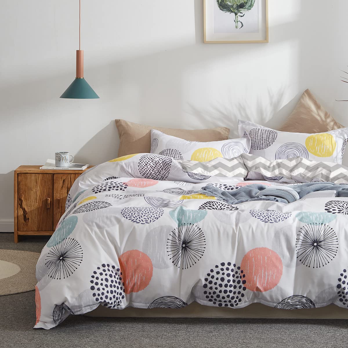 Amazon.co.jp: UOZZI BEDDING カラフルドット 掛け布団カバーセット 3